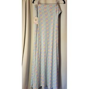 LuLaRoe Pastel Wavy Maxi Skirt Fold Over Waistband Womens Medium M NWT